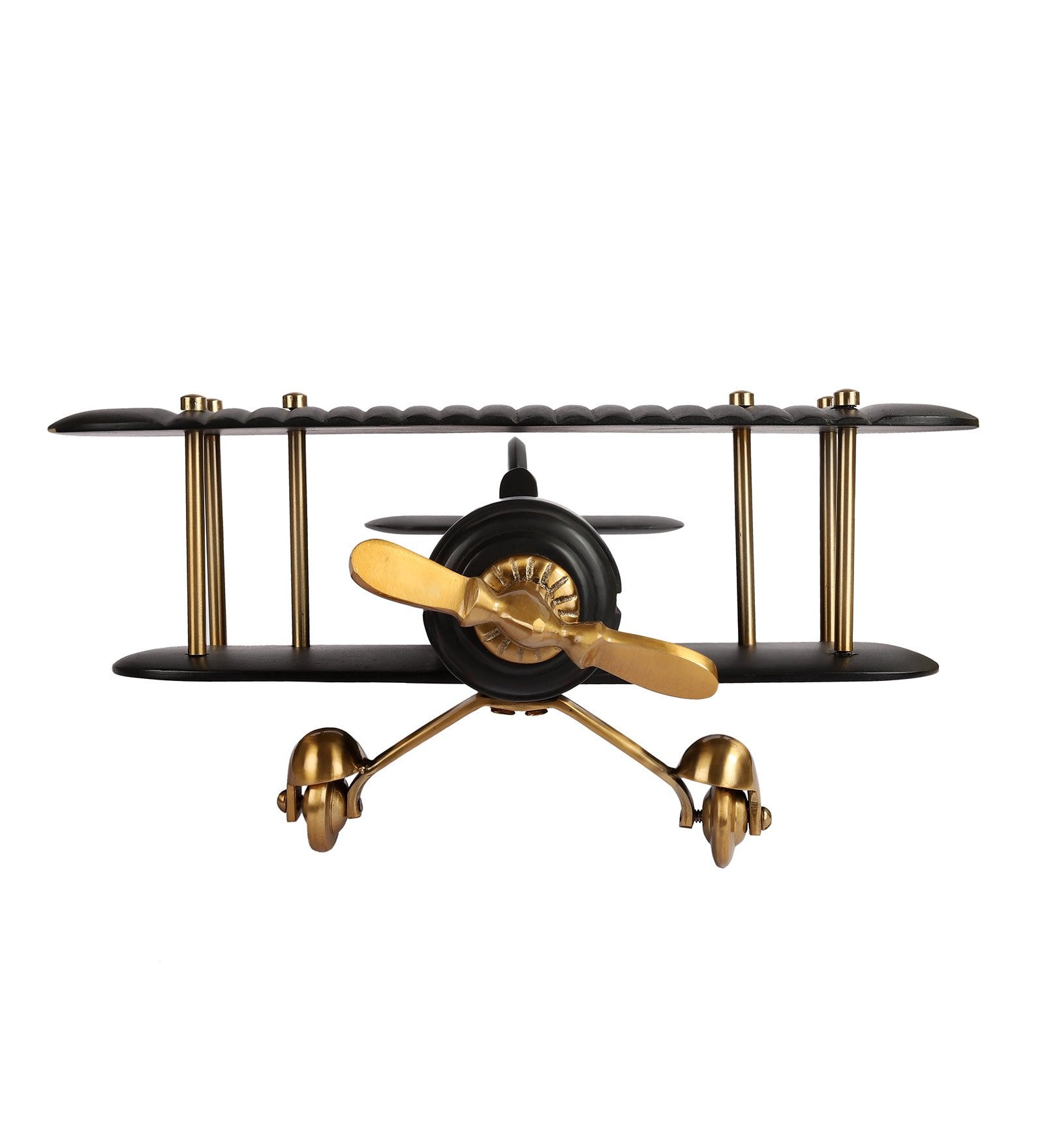 Vintage Airplacne Gold & Black Sheesham Wood Table Accent